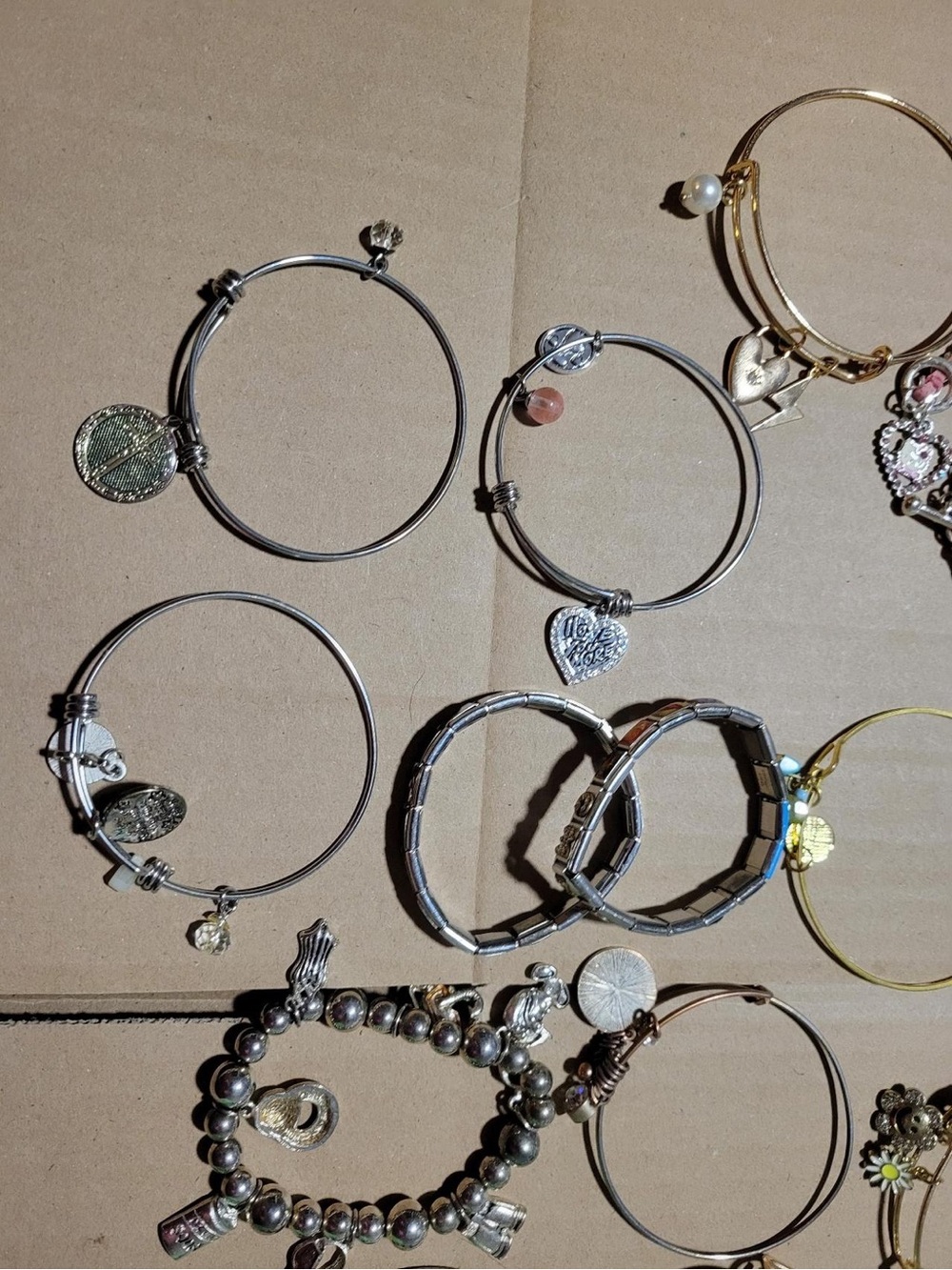 Silver Tone Kids Charm Bangle Bracelet - Unbranded